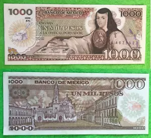 UNCIRCULATED UNC Mexico Banknote 1000 Pesos Paper Money - Mexican bills Mil BDM - Picture 1 of 3