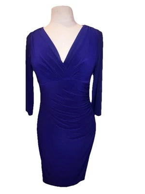 Vestido Lauren Ralph Lauren Púrpura Manga 3/4 Ajustado Imitación Envoltura Talla 6 Foto 1 de 4