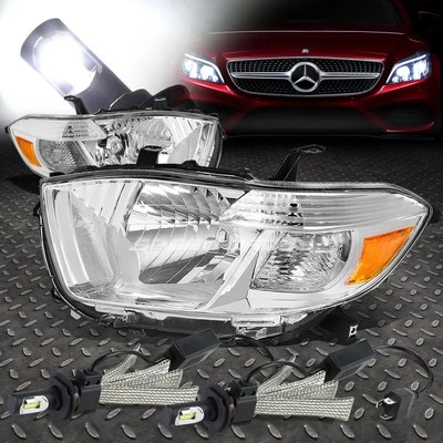 CHROME HOUSING AMBER SIDE HEADLIGHT+6000K HID LED PAIR FOR 08-10 HIGHLANDER - Image 1 of 4