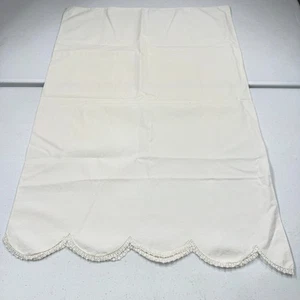 vintage pillowcase standard solid white crochet edge cottage shabby scalloped - Picture 1 of 9