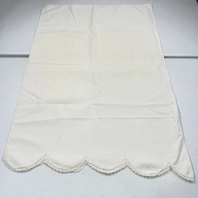 vintage pillowcase standard solid white crochet edge cottage shabby scalloped - Image 1 of 4