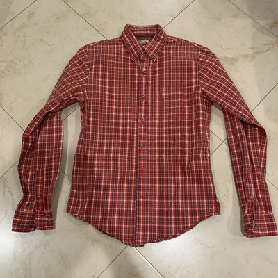 Camisa de algodón con botones para hombre RELWEN en rojo a cuadros talla mediana Foto 1 de 4
