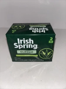 New Irish Spring Soap Bar Classic ALOE Two 3.2oz Bars New Old Stock Free Ship - Picture 1 of 4