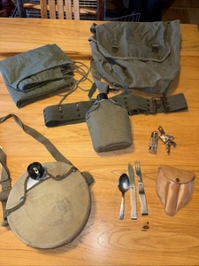 Vintage 7 Pc Of Boy Scout/army Gear. Canteens Utensils Etc.. - Picture 1 of 10
