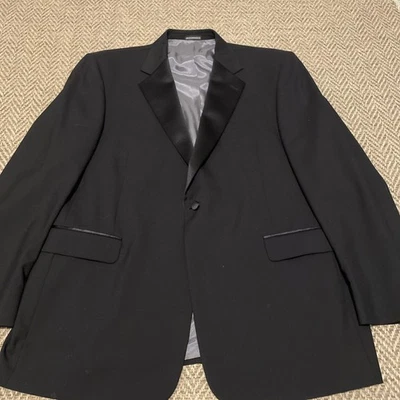 Stafford 48L Tuxedo Jacket 100% Wool All Black One Button Fully Lined - Image 1 of 4