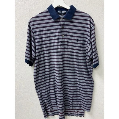 Polo Golf Ralph Lauren Striped Polo Shirt Gray Red Short Sleeve Mens - Image 1 of 4