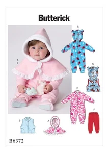 Butterick Easy SEWING PATTERN B6372 Infants/Babies Cape,Vest,Bunting,Trousers - Picture 1 of 2