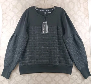 Suéter de tweed Karl Lagerfeld Paris para mujer mediano negro tweed cuadros medios mixtos - Imagen 1 de 12