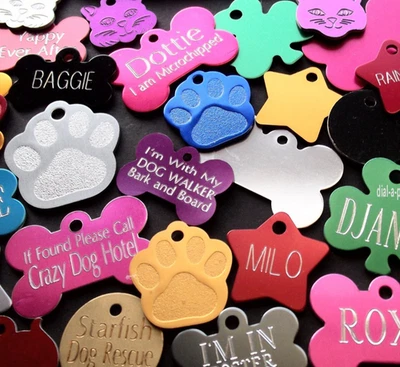 Cat/Dog id DISCS - ENGRAVED Puppy TAG Kitten Disc Black, Red Tags ✅ Gold Charm - Image 1 of 4