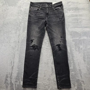 Pantalones de mezclilla American Eagle ajustados AirFlex 360 para hombre talla 34x34 negros desgastados nuevos con etiquetas - Imagen 1 de 14