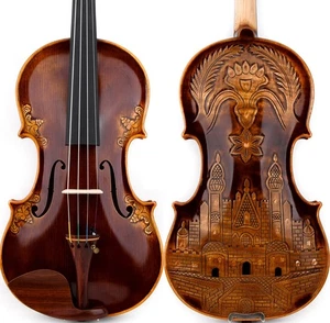 T30+ Master Antique Guarnieri Style Carved Castle Violin 4/4 European Wood Power - Picture 1 of 17