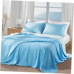 Cooling Comforter Size, Double-Sided Cooling Blanket for Hot Queen Aqua Blue - Picture 1 of 7