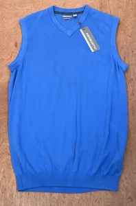 Ashworth Sweater Vest Men Medium Blue Made In U.S.A. Old Money Golf Preppy - NEW - Picture 1 of 10
