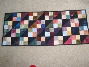 Handcrafted Table Runner 16 x 40" batique fabrics, machine quilted - Picture 1 of 5