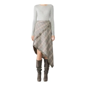Joseph RTR Skirt Womens Size US 12 Plaid Asymmetrical Midi Skirt Wrap in Style - Picture 1 of 7