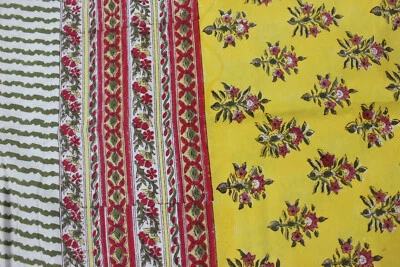 Indian Hand Block Print Tablecloth 100%Cotton Floral Rectangular 60*90 Inches - Image 1 of 4