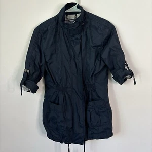 JACKET Silvian Heach short sleeve light weight nylon blue w/ front zipper sz S - Picture 1 of 16