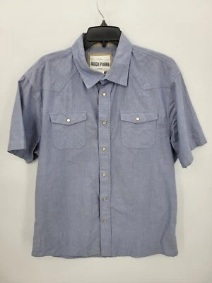 Ditch Plains 衬衫男式 XXL 2XL 蓝色珍珠扣短袖口袋西部 — 第 1/4 张图片
