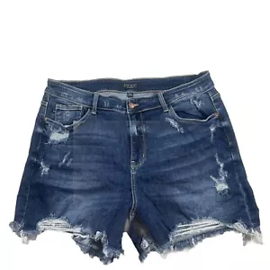 Pantalones Cortos Judy Azul Mujer Plus 3XL Azul Oscuro Denim Corte Elastizado Envejecido N7 - Imagen 1 de 6