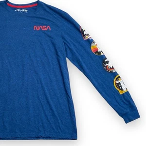 Fifth Sun Shirt Adult LARGE Blue NASA Space Astronaut Long Sleeve Patches - Picture 1 of 6