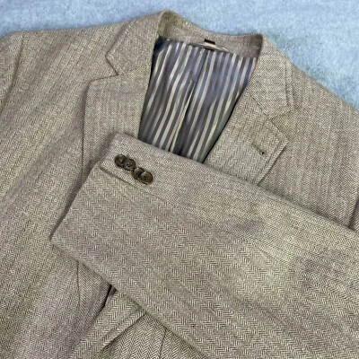 Abrigo deportivo Kroon seda espiga para hombre 44L tostado 2 botones chaqueta boda noche Foto 1 de 4