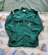 Vintage 1950s 60s Boy Scouts Of Canada Green Cotton Uniform Shirt Ontario