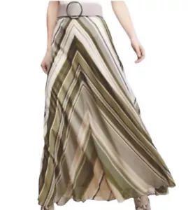 Free People Damen Chevron Streifen Maxirock Größe 0 beige grün - Bild 1 von 13
