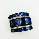 Women's Cuff Bracelet Black Blue Shimmer Sequins Wrap Punk Rock Fashion Jewelry