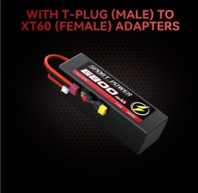 Hilldow M37 RC Batería 2S LiPo 6800mAh 7.4V Deans T Conector con XT60 Adaptador, - Imagen 1 de 2