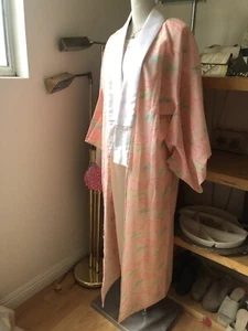 Vestido de kimono japonés vintage Juban kimono lana NagaJuban para mujer. - Imagen 1 de 7