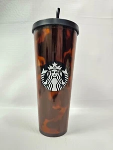 Starbucks Tortoise Shell Leopard Mocha Swirl Cold Cup Tumbler Venti 24 oz - Picture 1 of 6