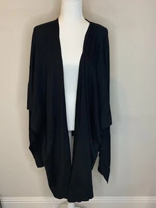 Lululemon Womens Cascade Cardigan Sweater High Low Open Front Open Back Black OS - Picture 1 of 5