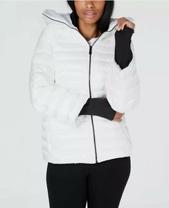 NEW Calvin Womens Klein Down-Filled Hooded Puffer Jacket White Size M - Picture 1 of 6