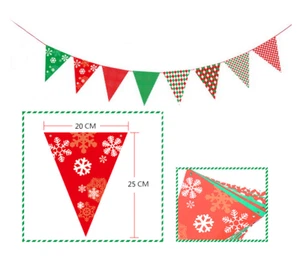 TRIÁNGULO de Navidad Bandera Fiesta Bandera Bunting Guirnalda Decoración Copo de Nieve Navidad - Imagen 1 de 12