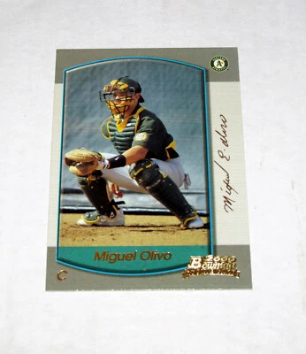 2000 Bowman Gold 343 Miguel Olivo Rookie RC (#/99)  A's - Image 1 of 2