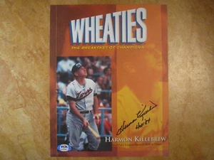 HARMON KILLEBREW (HOF/1984) SIGNED AUTOGRAPHED 8X11 WHEATIES PHOTO TWINS PSA - Picture 1 of 3
