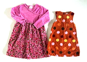 Hanna Andersson Girls 110 US sz 5 Dress Pink Velour & GYMBOREE DOT DRESS BUNDLE - Picture 1 of 9