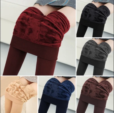 NEW WOMEN LADIES THICK WARM WINTER THICKENED PEARL FLEECE LEGGINGS UK - Image 1 of 4