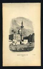 The Mosque Of Al-Azhar IN Cairo Egypt engraving Print Original 1843