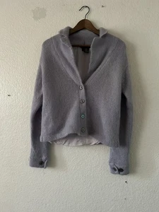 J Peterman Sweater Jacket Lavender Wool Mohair Cardigan Size M Demure Coquette - Picture 1 of 12