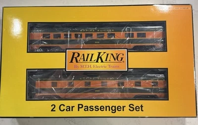 MTH Rail King Great Northern O Gauge 2-Car 60 Streamlined Sleeper/Diner 30-67455 - Image 1 of 4