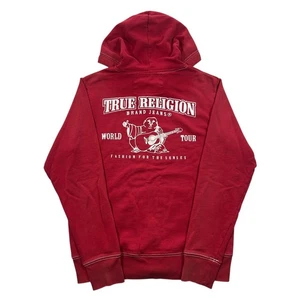 Sudadera con Capucha y2k True Religion Cremallera Completa Para Hombre Talla Mediana Roja Blanca Buda - Imagen 1 de 11