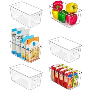 Clear Plastic Pantry Organizer Bins, 6 PCS Food Storage Bins with Handle for ... - Picture 1 of 7