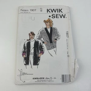 Cardigan Sweater Size XS-XL Vintage 80s Uncut Pattern 1907 Loose Pocket Roll Up - Picture 1 of 2