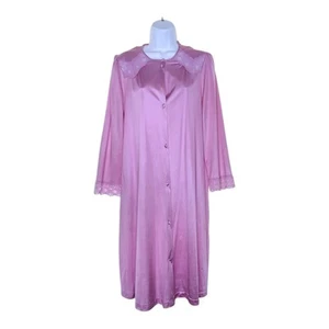 Vanity Fair Small Nightgown Lace USA Button Front Purple Housecoat Robe - Picture 1 of 11