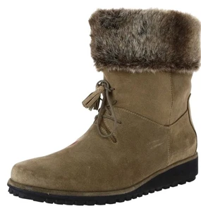Stuart Weitzman Sockette Boots Taupe Mid-Calf Suede Faux Fur Lining Tassel 8 - Picture 1 of 9