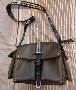 Michael Kors Tasche Stoff Army Militär Khaki Grün Schwarz Nieten Gold - Bild 1 von 9