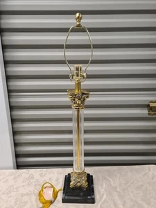 Bombay Company Corinthian Neoclassical Column Lamp Glass Brass & Marble - Picture 1 of 7