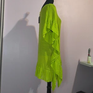 Ekouaer limettengrüne Bluse Medium Häkelausschnitt Neu mit Etikett - Bild 1 von 17