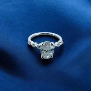 Lab Grown Diamond Engagement Ring IGI Certified 1.80Ct Oval Cut 14k White Gold - Picture 1 of 9